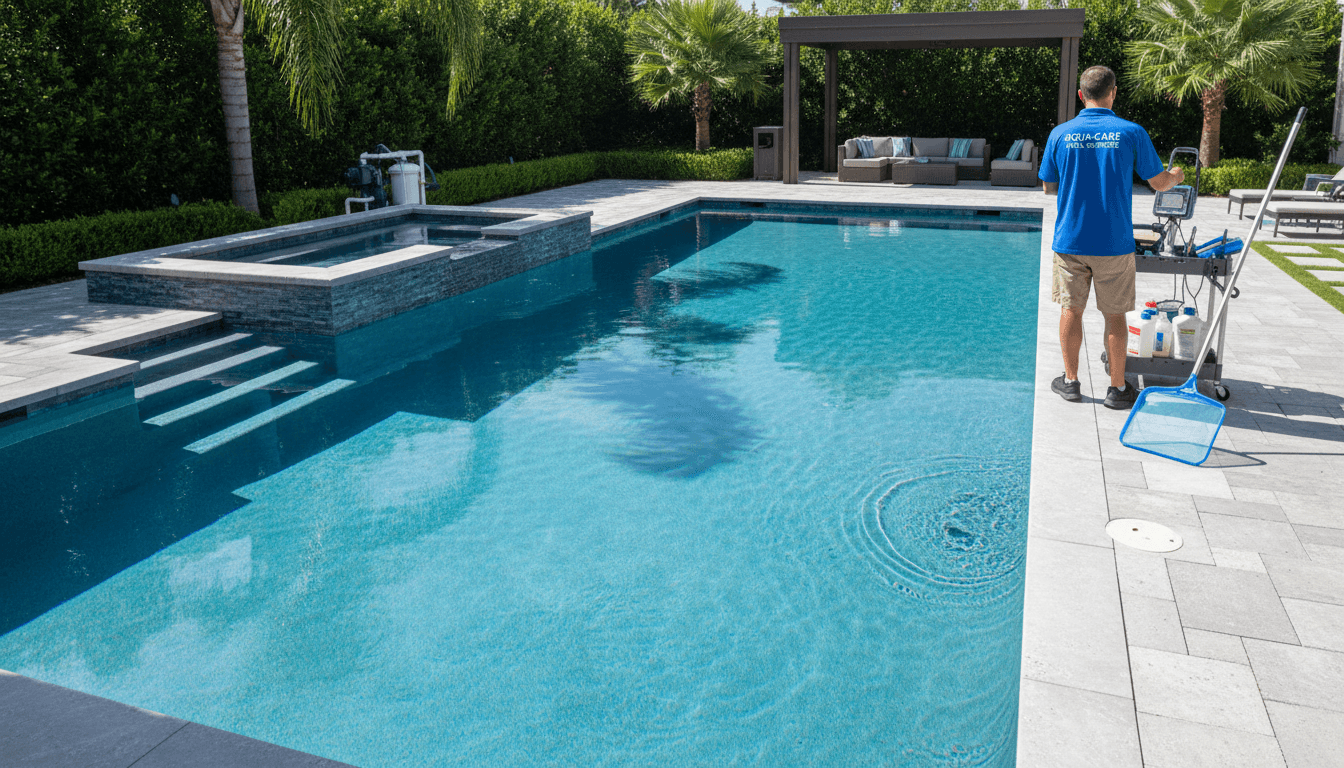 Beautifully maintained luxury pool with clear water and resort-style surroundings