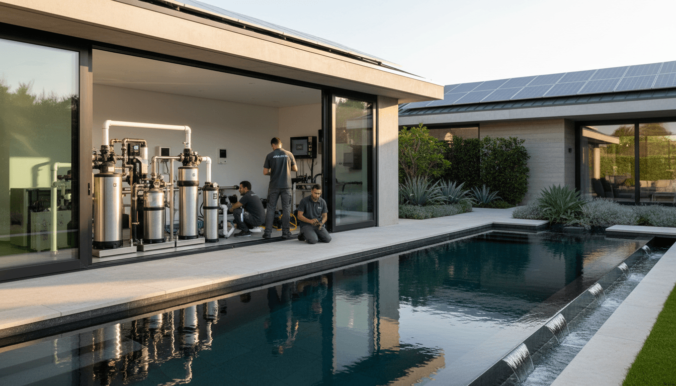 Resort-style pool at luxury home in Sacramento County