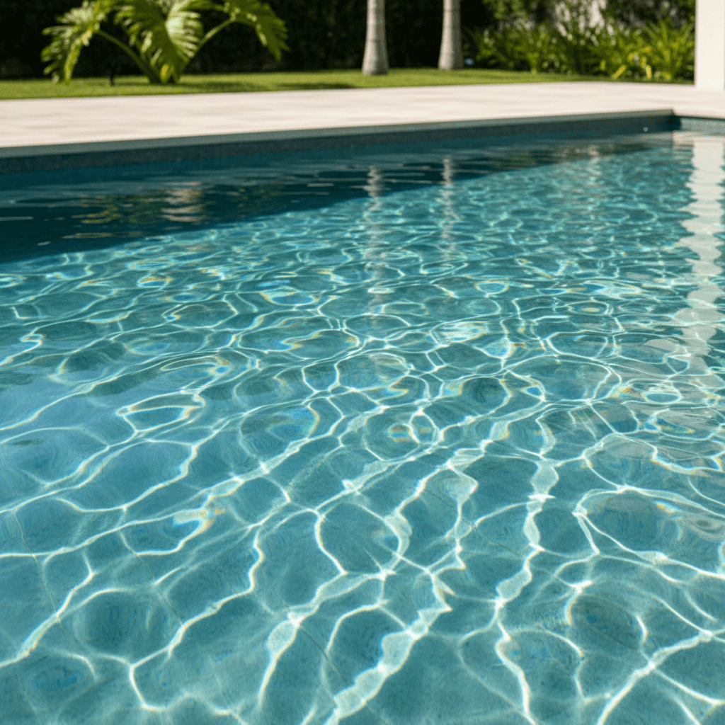 Weekly pool cleaning service showing clear sparkling water